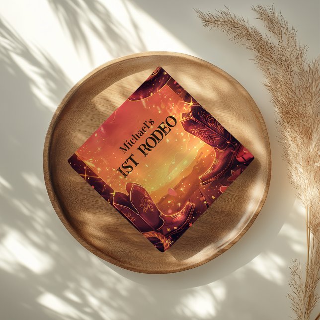 Rustic Cowboy Rodeo 1st Birthday Serviette (Von Creator hochgeladen)