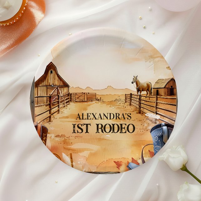 Rustic Cowboy Rodeo 1st Birthday Style Pappteller (Von Creator hochgeladen)