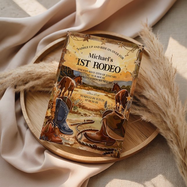 Rustic Cowboy Rodeo 1st Birthday Theme Einladung (Von Creator hochgeladen)