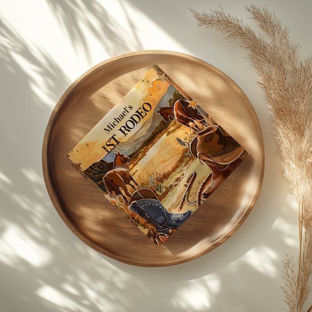 Rustic Cowboy Rodeo 1st Birthday Theme Serviette (Von Creator hochgeladen)