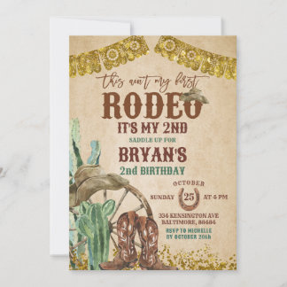 Rustic Cowboy Rodeo 2. Geburtstag Einladung