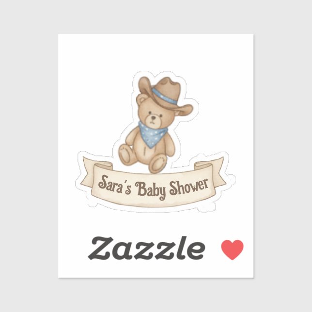 Rustic Cowboy Watercolor Boy Baby Dusche Aufkleber (Blatt)