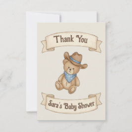 Rustic Cowboy Watercolor Boy Baby Dusche Dankeskarte