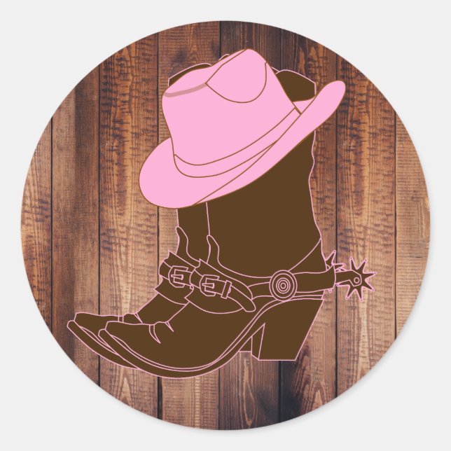 Rustic Cowgirl Boots & Hat Runder Aufkleber (Vorderseite)