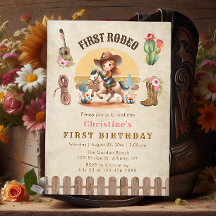 Rustic Cowgirl First Rodeo 1. Geburtstag Einladung
