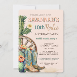 Rustic Cowgirl Floral Cactus Rodeo Birthday Einladung