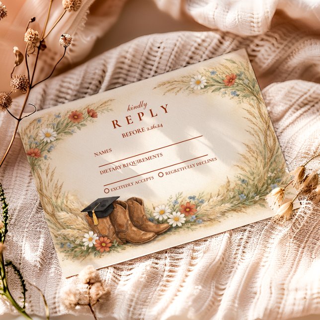 Rustic Cowgirl Graduation Party RSVP Karte (Von Creator hochgeladen)