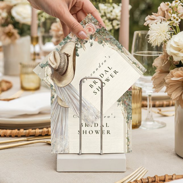 Rustic Cowgirl Hat Floral Bridal Shower Serviette (Von Creator hochgeladen)