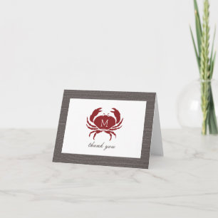 Rustic Crab Monogram Danke-Karte Dankeskarte