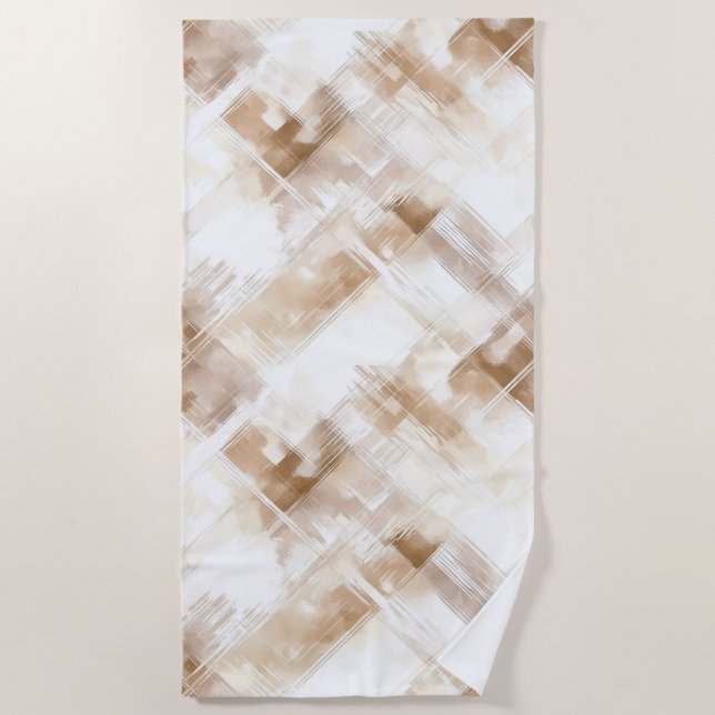 Rustic Cream Brown Stripes Birthday Strandtuch (Vorderseite)