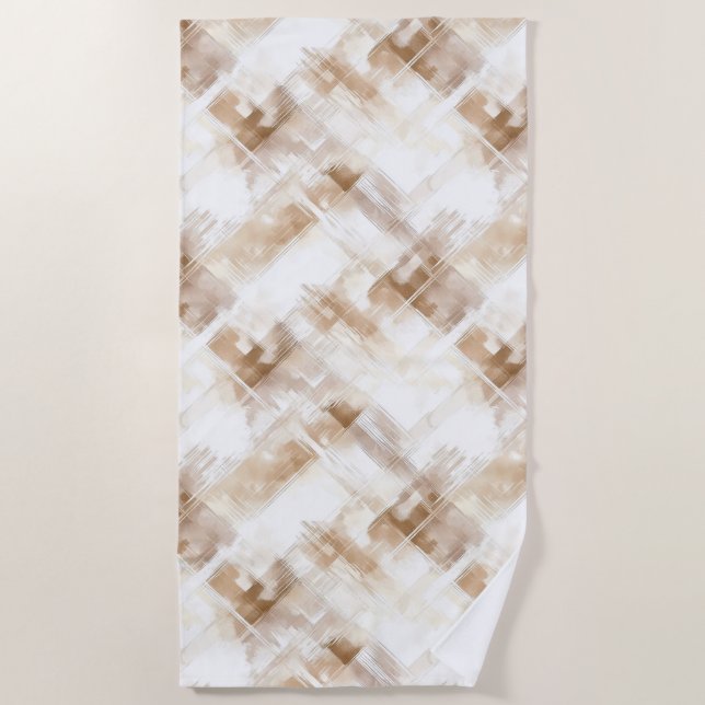 Rustic Cream Brown Stripes Strandtuch (Vorderseite)
