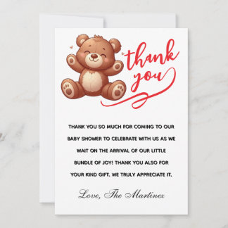 Rustic Cub Bear Boy Baby Dusche Vielen Dank Dankeskarte