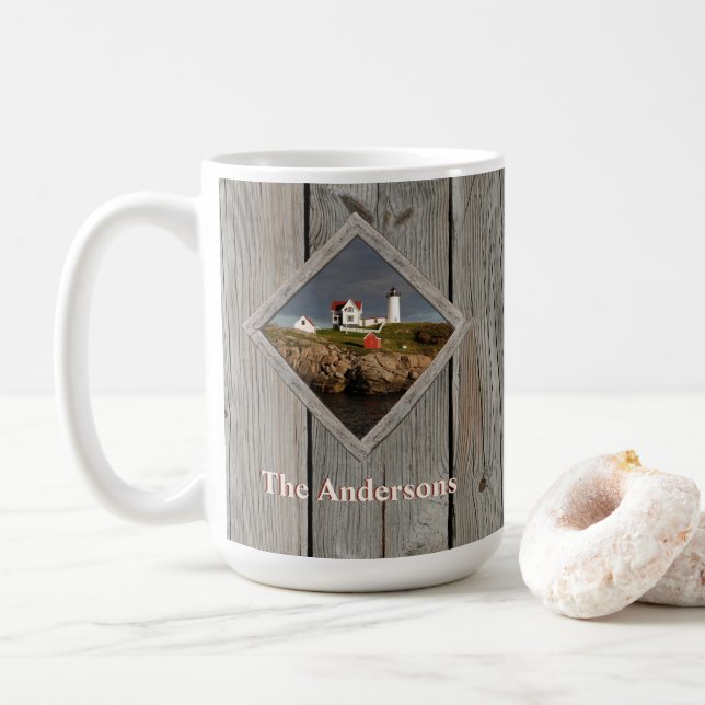 Rustic Custom Family Nubble Lighthouse Kaffeetasse (Mit Donut)