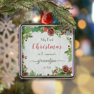 Rustic Custom Foto New Opa 1. Weihnachten Ornament Aus Metall