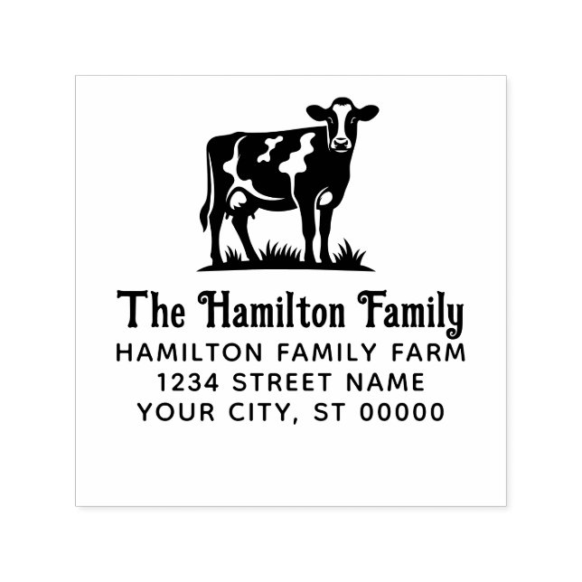 Rustic Dairy Cow #1 Name Rücksendeadresse Permastempel (Design)
