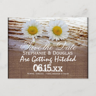Rustic Daisies Burlap Save the Date Postkarten