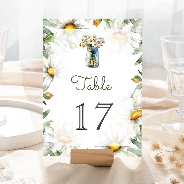 Rustic Daisies Floral Mason Jar Wedding Tischnummer (Von Creator hochgeladen)