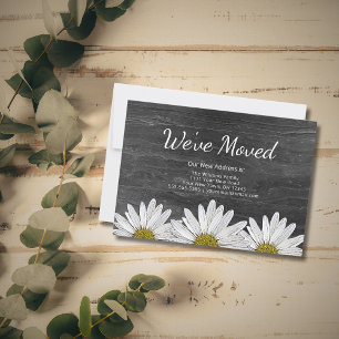 Rustic Daisies New Zuhause Floral Gray Wood Moving Ankündigung