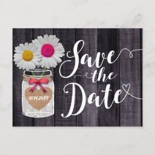 Rustic Daisy Blume Mason Jar Save the Date Ankündigungspostkarte