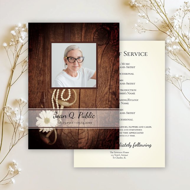 Rustic Daisy Horse Bit Western Beerdigung Service Programm (Von Creator hochgeladen)