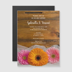 Rustic Daisy Trio Country Barn Wedding Magneteinladung