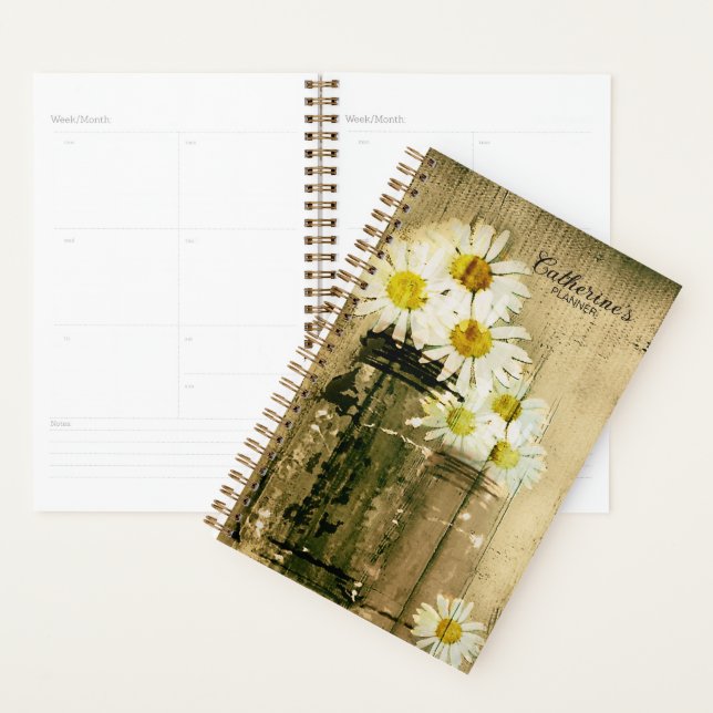 Rustic Daisy und Mason Jar Planner Planer (Anzeige)