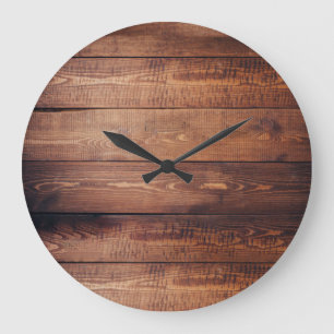 Rustic dark barn wood pattern country große wanduhr