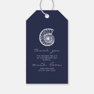 Rustic Dark Blue Beach Muschel Hochzeit Vielen Dan Geschenkanhänger