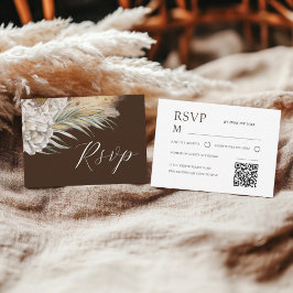 Rustic Dark Brown Watercolor Floral RSVP Karte