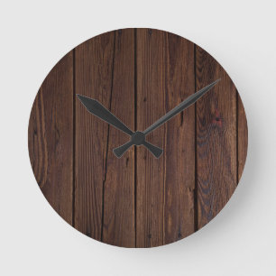 Rustic Dark Brown Wood Wooden Fence Country Style Runde Wanduhr