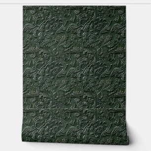 Rustic dark green tooled leather tapete