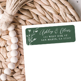 Rustic Dark Green Wildblume Wedding Address