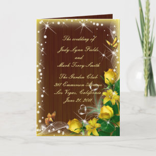 Rustic Dark Wok Yellow Floral Butterfly Program Karte