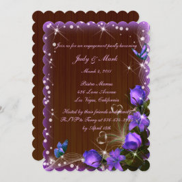 Rustic Dark Wood Lila Floral Engagement Party Einladung