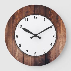 Rustic Dark Wood Planks Große Wanduhr