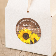 Rustic Dark Wood Sunflower Danke Baby Dusche