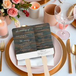 Rustic Dark Wood Wedding Program Fächer