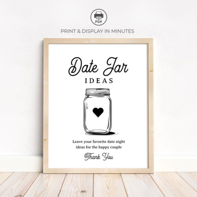 Rustic Date Jar Ideas Sign for Bridal Shower Poster (Von Creator hochgeladen)