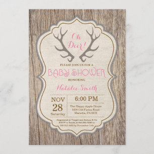 Rustic Deer Antler Oh Deer Girl Baby Dusche Einladung