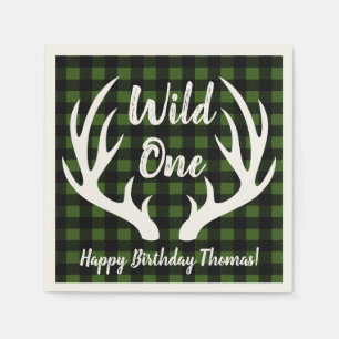 Rustic Deer Antlers Buffalo Karo Kariert Wild One Serviette