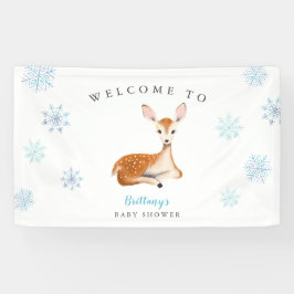 Rustic Deer Blue Winter Baby Dusche Willkommen Banner