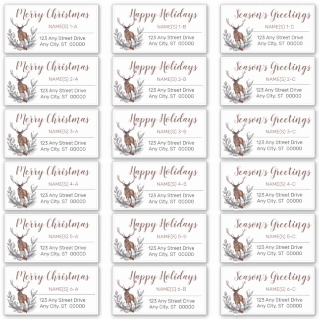 Rustic Deer Buck Weihnachtsfeiertagsadressen Label (Vorderseite)