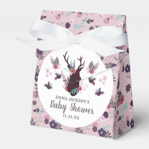 Rustic Deer Head Mauve Floral Girl Baby Dusche Geschenkschachtel