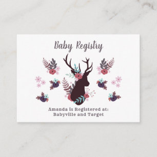 Rustic Deer Head Mauve Girl Baby Shooting Registry Begleitkarte