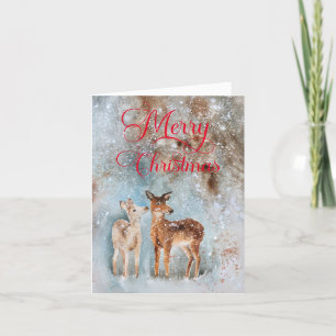 Rustic Deer Watercolor Frohe Weihnachten
