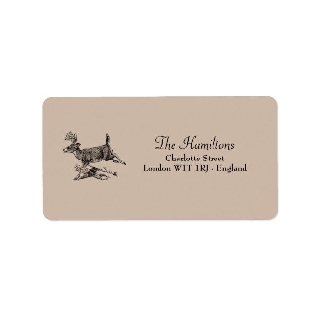 Rustic Deer Woodland Wedding Address Label Adressaufkleber (Vorne)