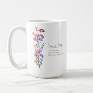 Rustic Delicate Acrylic Wildflower Personalized Kaffeetasse