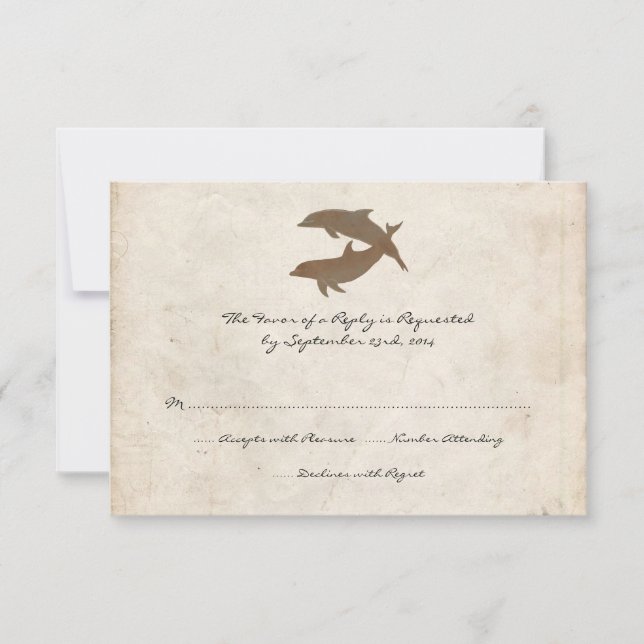 Rustic Delphins Beach Wedding Einladung RSVP Karte (Vorderseite)