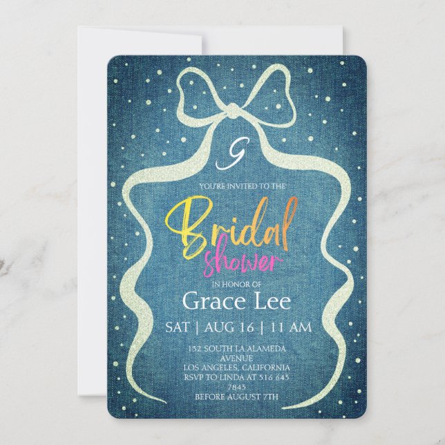 Rustic Denim Bridal Shower Invitation Einladung (Vorderseite)