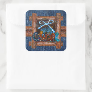 Rustic Denim Cowgirl Quadratischer Aufkleber